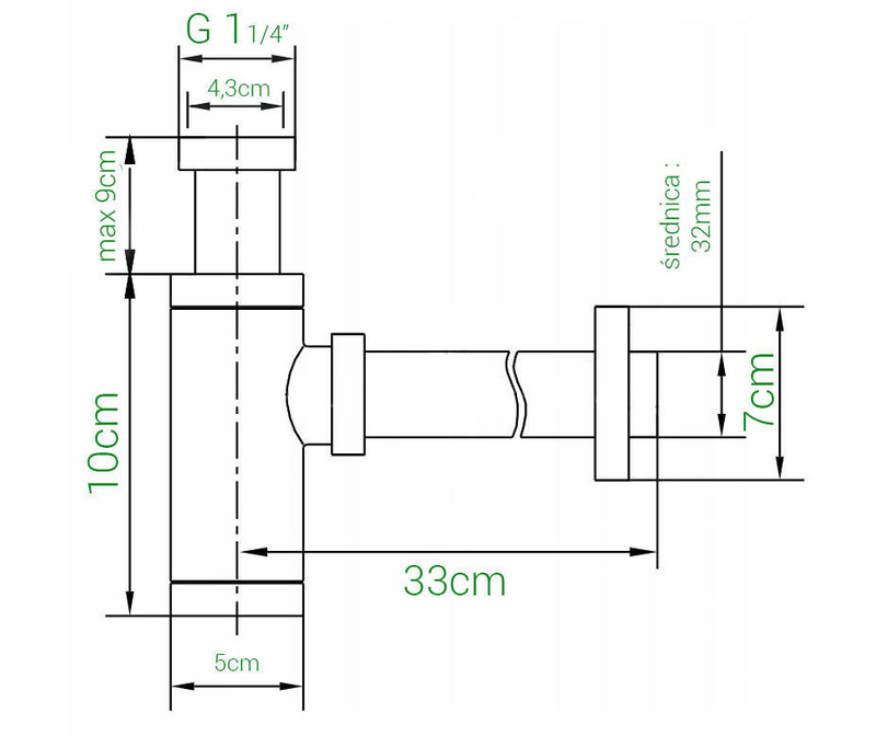 Syfon chrom i korek do umywalki bez przelewu