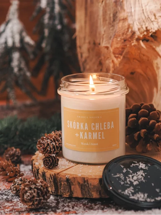 Świeca sojowa zapachowa SKÓRKA CHLEBA + KARMEL 300ml