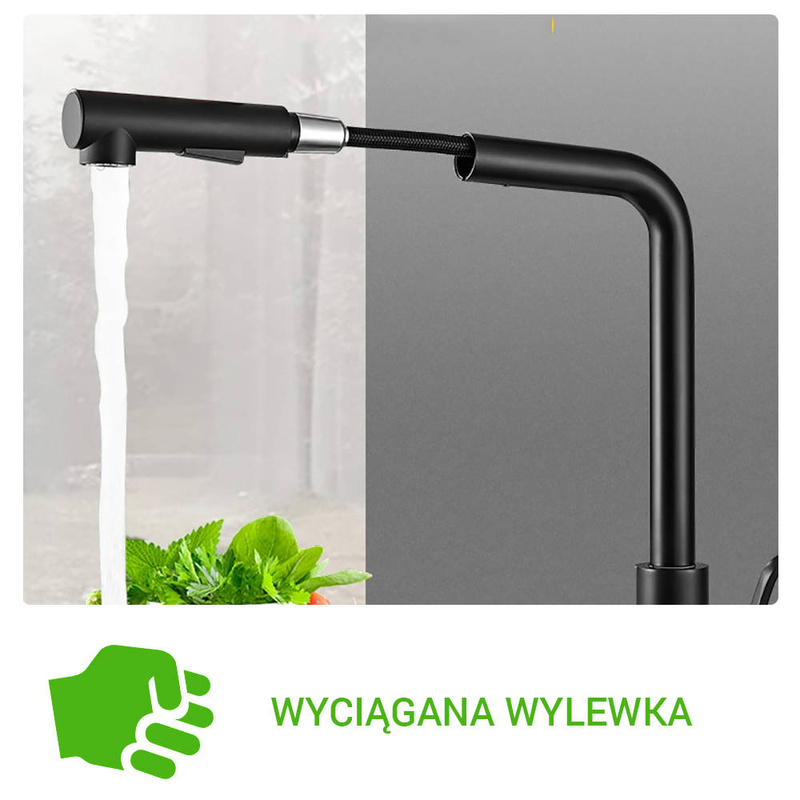 Bateria kuchenna czarna GAJA z wyciągana wylewką