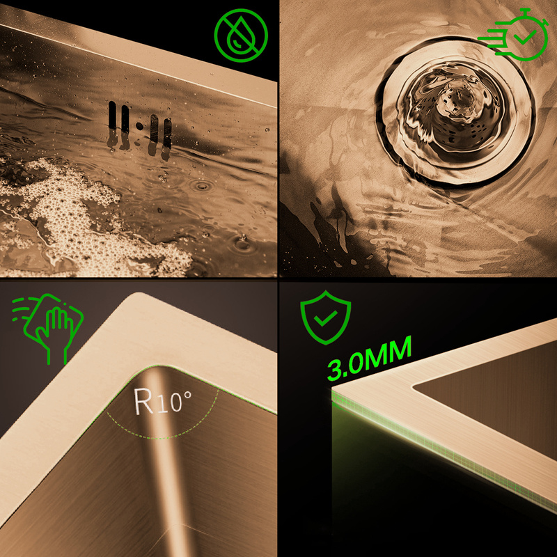 Zlewozmywak stalowy 60x50 miedziany rose gold + syfon GRATIS