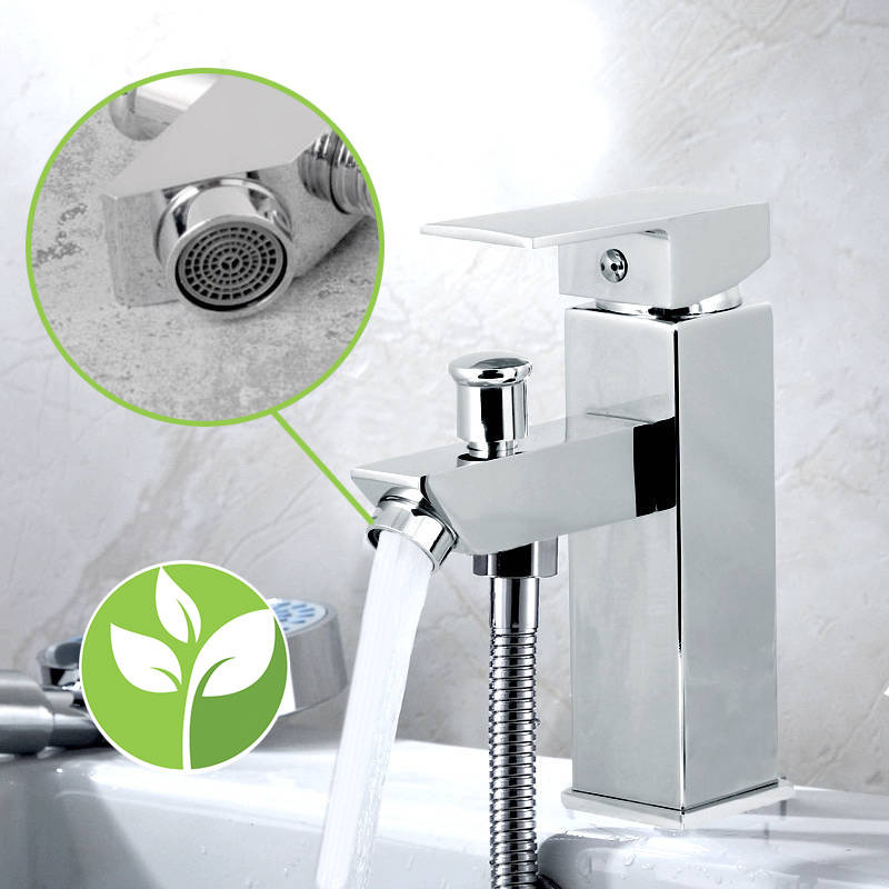 Bateria wannowa stojąca CARO + zestaw prysznicowy