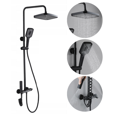 Zestaw natryskowy kolumna prysznicowa czarna + bateria, słuchawka, bidetka MODERN BLACK