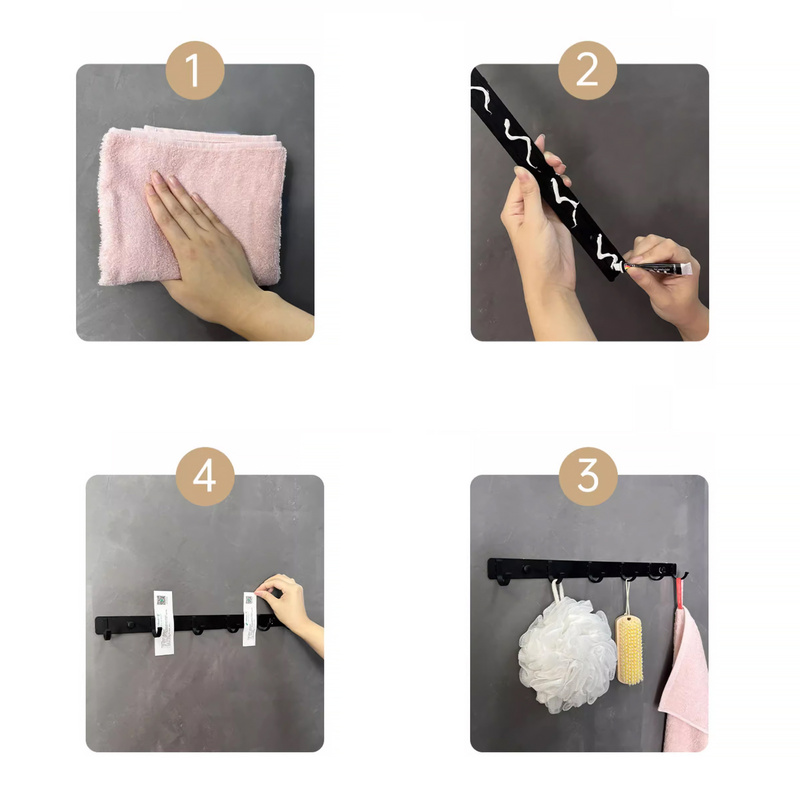 Wieszak na ubrania klucze ręczniki ścienny czarny 36 cm