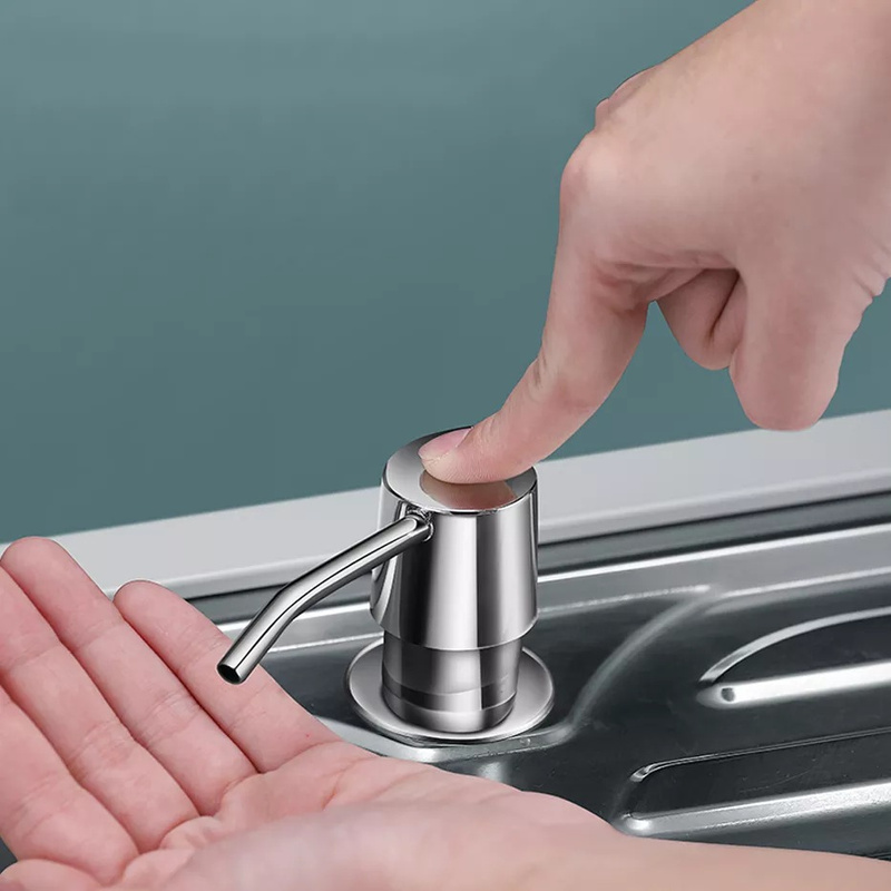 Dozownik do zlewozmywaka na płyn do mycia naczyń mydło 300 ml chrom napełniany od góry