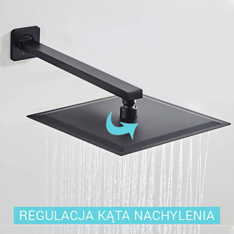 Deszczownica prysznicowa czarna kwadratowa 20cm