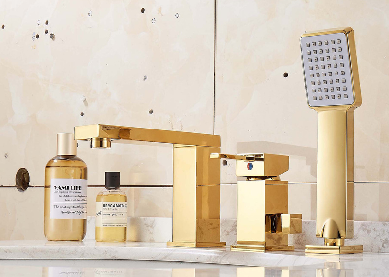Bateria wannowa stojąca 3-otworowa złota BANG