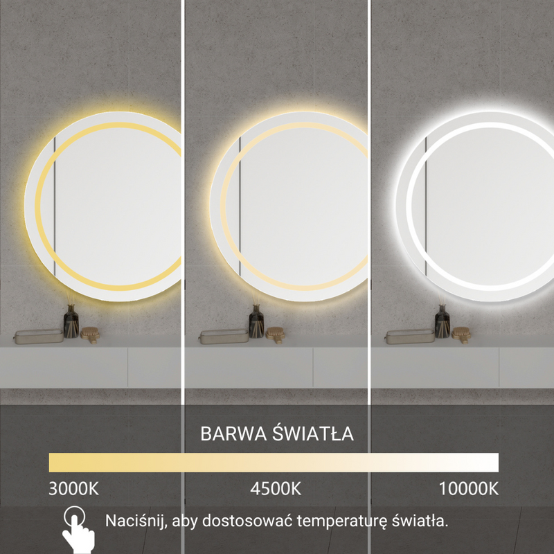 Lustro podświetlane LED 110x60 cm asymetryczne nieregularne okrągłe + zegar J3012