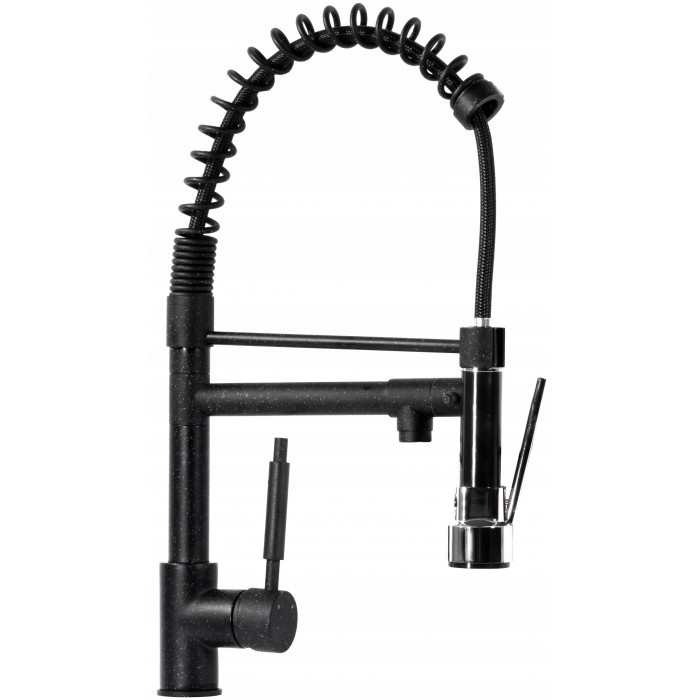 Bateria kuchenna z wyciąganą wylewką czarna DUAL BLACK DOTS