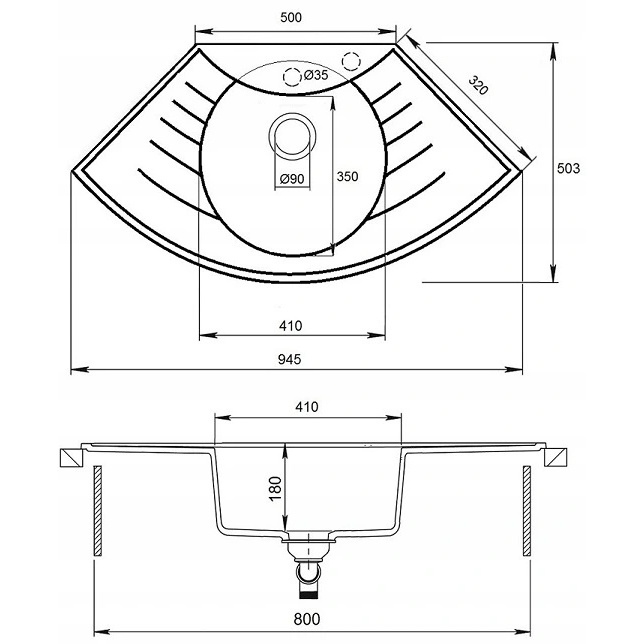 Zlewozmywak granitowy PIRO czarny nakrapiany
