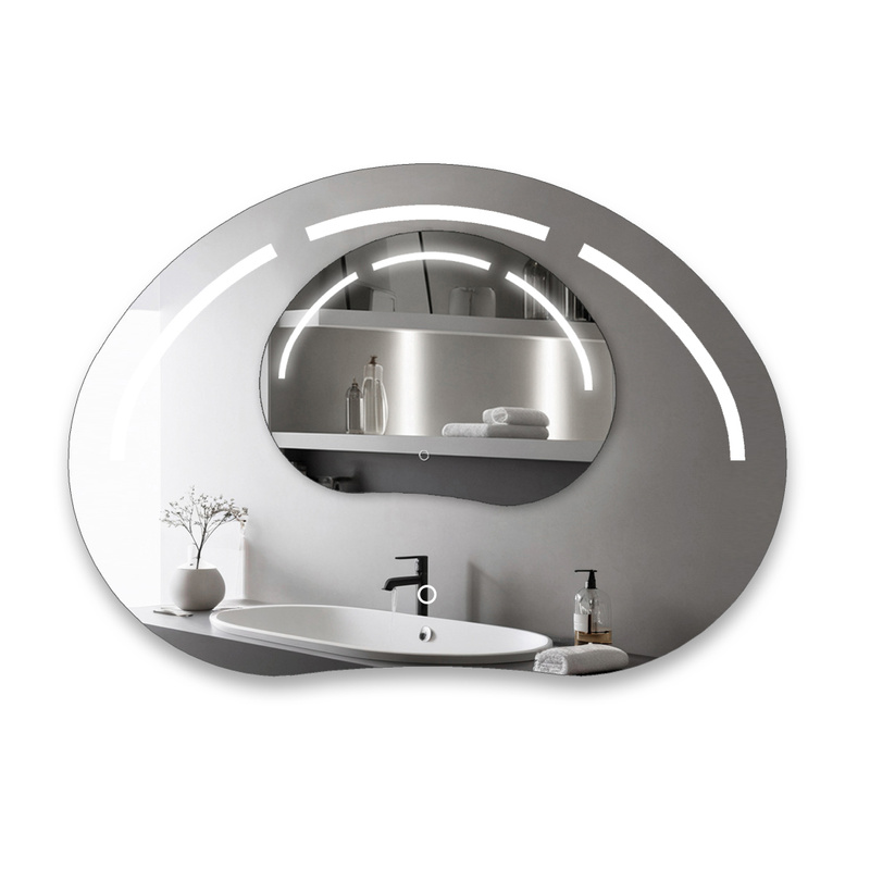 Lustro podświetlane LED asymetryczne dekoracyjne 70x50 cm nieregularne H-3071