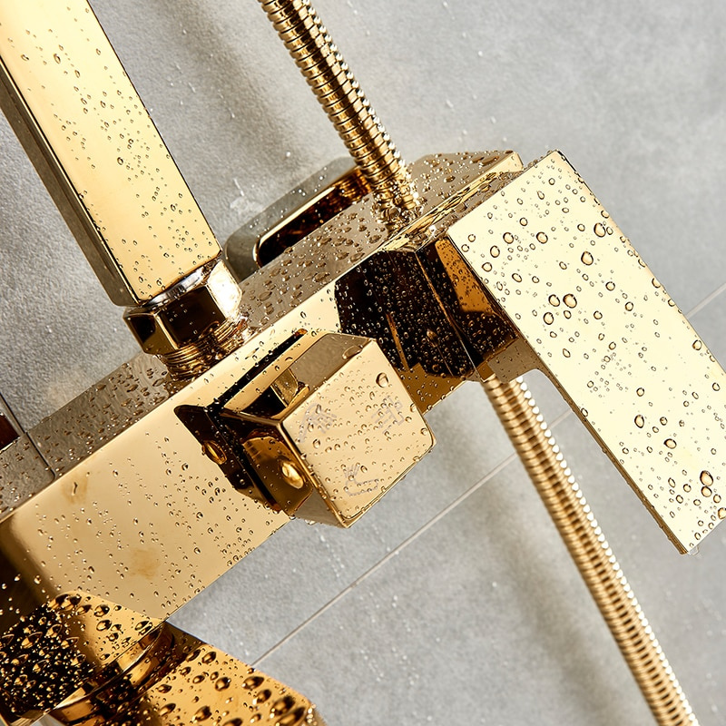 Zestaw złota bateria wannowa z deszczownicą MAX