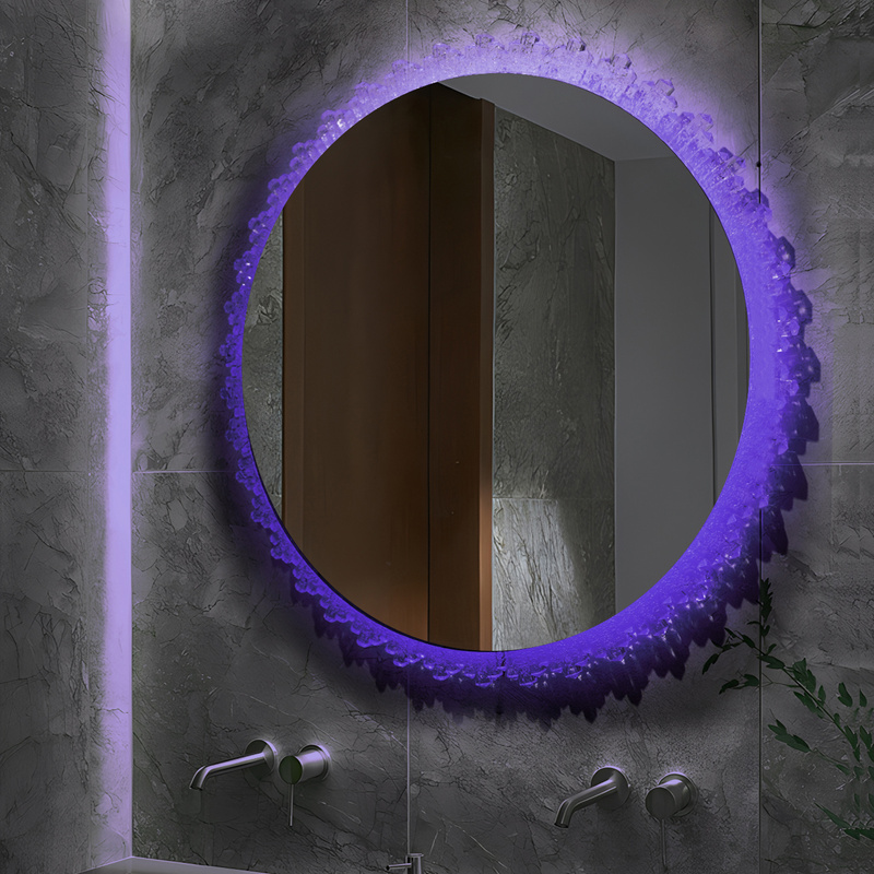 Lustro podświetlane LED 70 cm okrągłe H-2061 z ozdobną podświetlaną ramą RGB