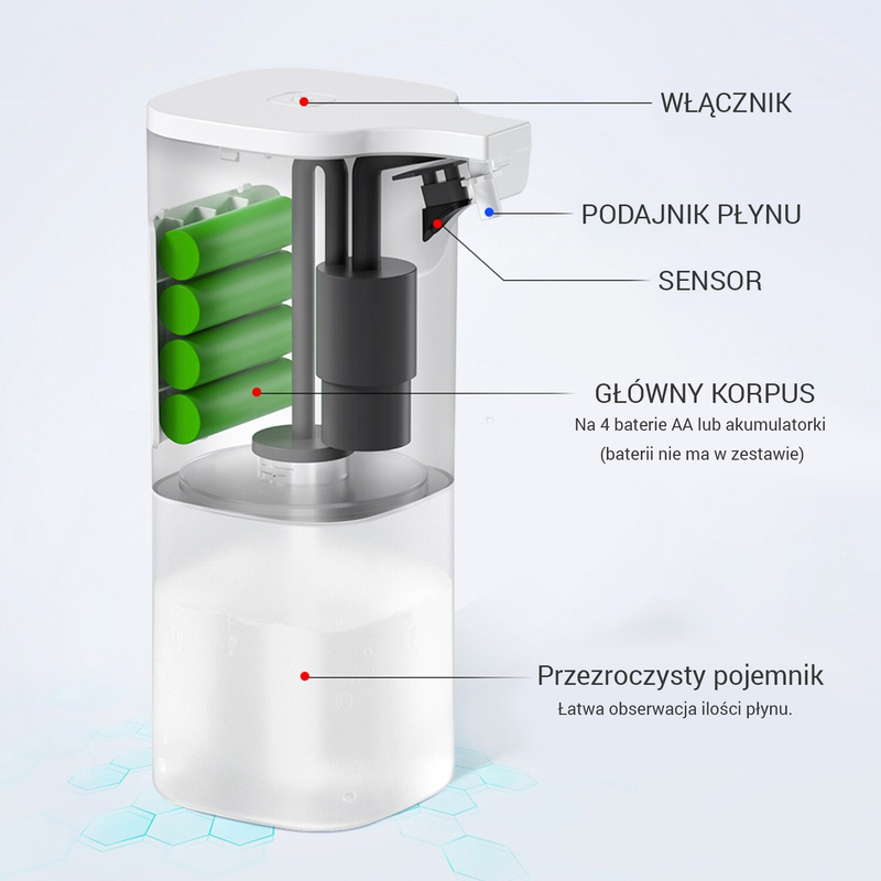 Dozownik na mydło do dezynfekcji bezdotykowy
