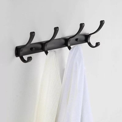 Wieszak łazienkowy FLOW czarny matowy 4-uchwytowy