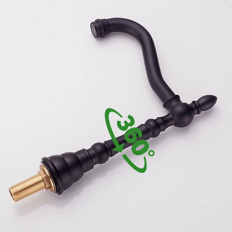 Czarna bateria wannowa 3-otworowa stojąca RETRO GLIT