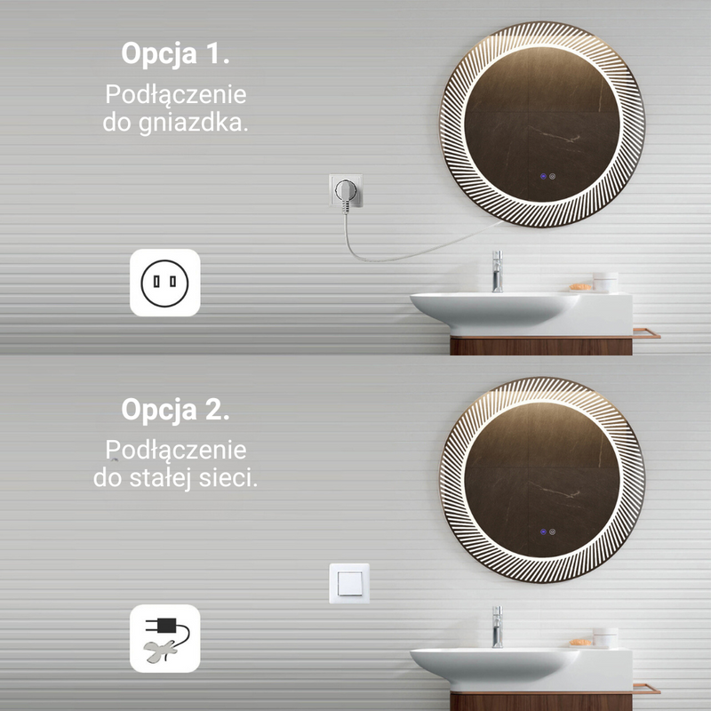 Lustro łazienkowe podświetlane LED dekoracyjne 80 cm okrągłe H2059