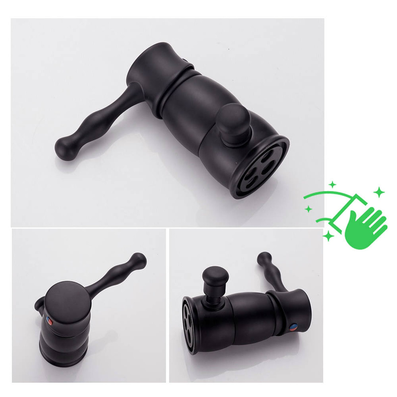 Czarna bateria wannowa 3-otworowa stojąca RETRO GLIT