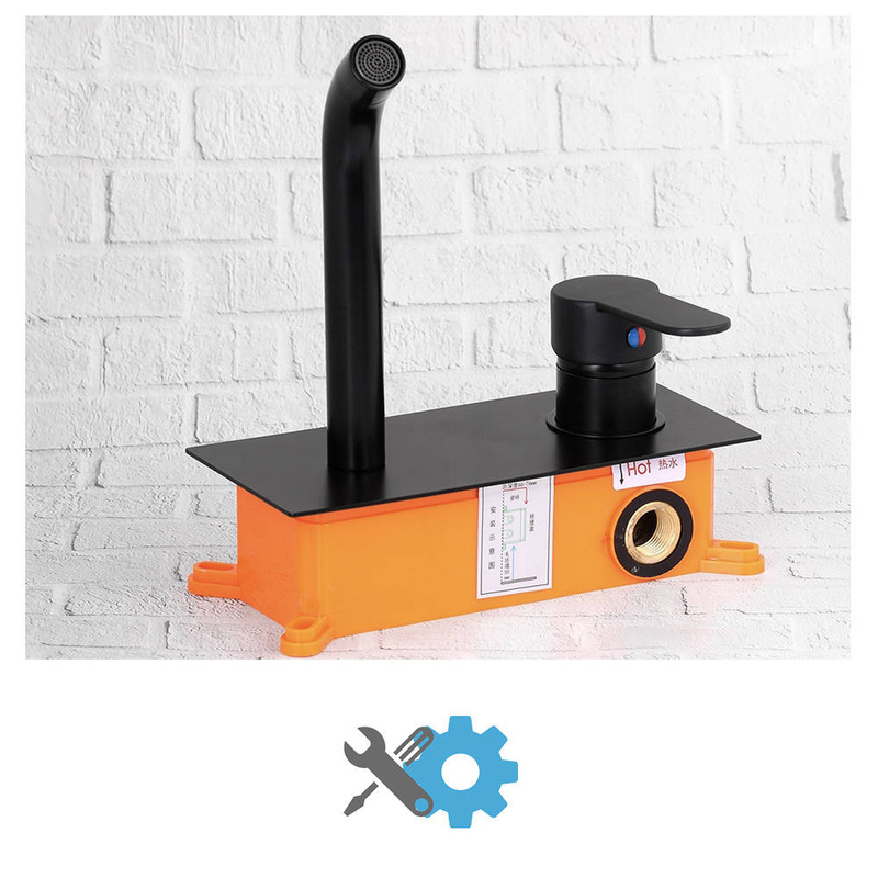 Bateria umywalkowa podtynkowa ścienna czarna