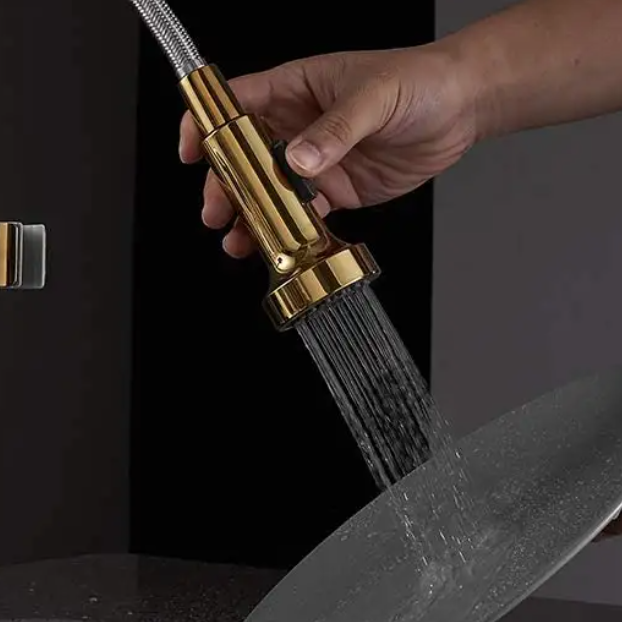 Słuchawka do baterii kuchennej z wyciąganą wylewką złota KING