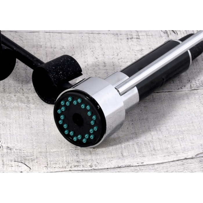 Bateria kuchenna z wyciąganą wylewką czarna DUAL BLACK DOTS