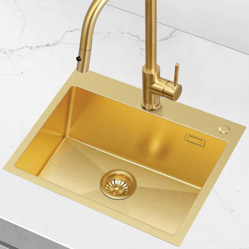 Zlewozmywak stalowy chropowaty 55x45 złoty + syfon GRATIS