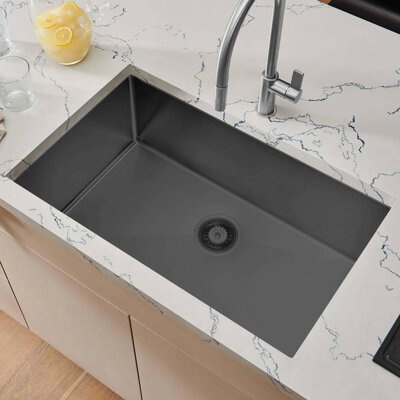 Zlewozmywak stalowy 74x44 grafitowy + syfon GRATIS podblatowy, podwieszany