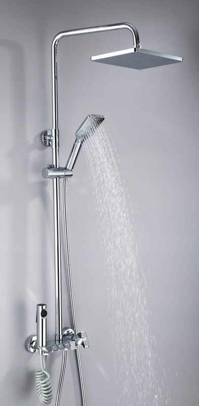 Zestaw natryskowy kolumna prysznicowa srebrna + bateria, słuchawka, bidetka MODERN CHROM