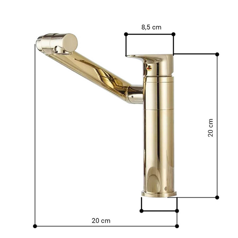 Bateria umywalkowa złota ruchoma obrotowa SOLDIER GOLD