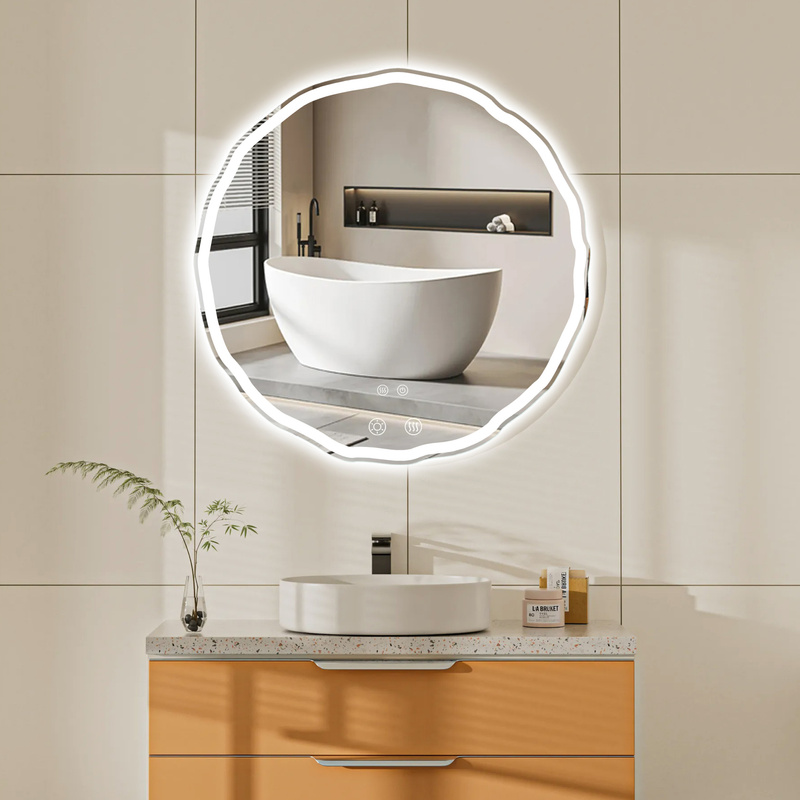 Lustro podświetlane LED 70 cm okrągłe nieregularne H-3002