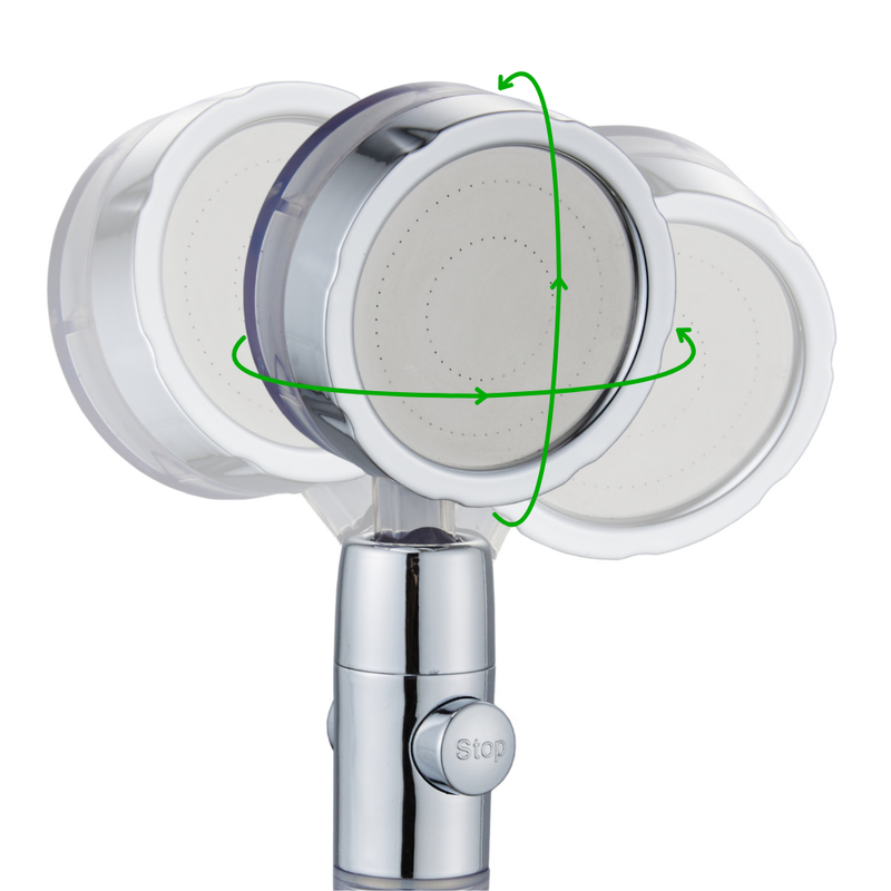Słuchawka prysznicowa TURBO EKO z turbiną wentylatorem niebieska