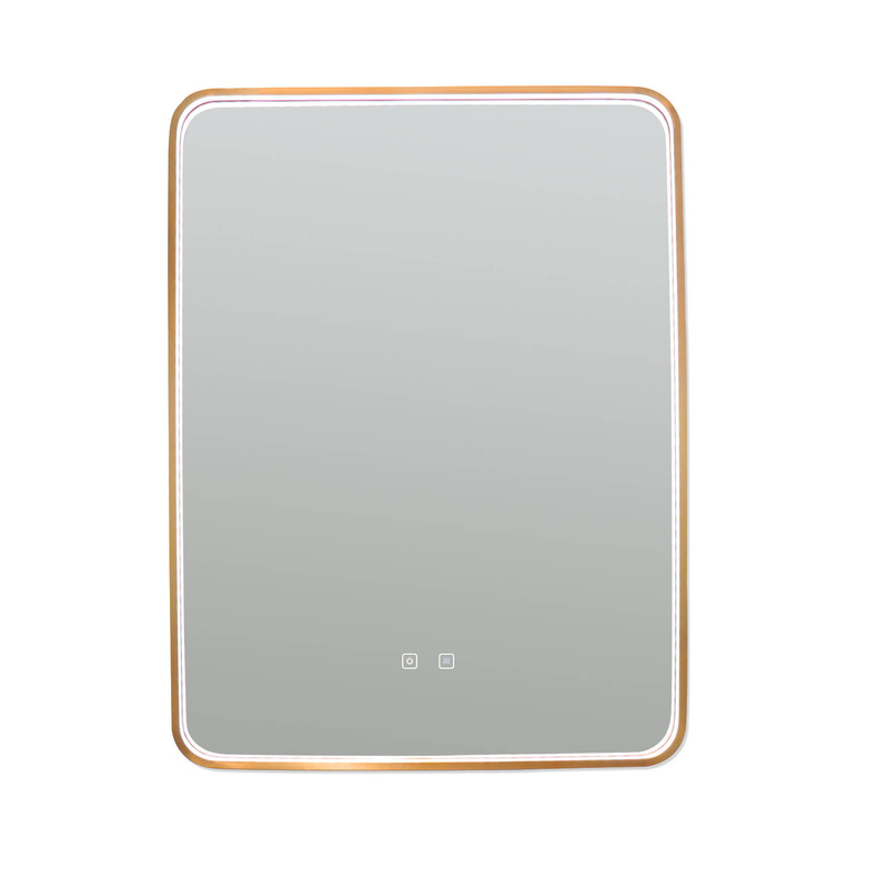 Lustro podświetlane LED 60x80 cm prostokątne w złotej ramie 1068RG