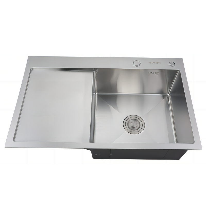 Zlewozmywak stalowy z ociekaczem po lewej stronie 78x49 inox + syfon GRATIS