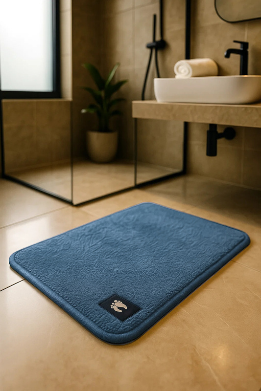 Dywanik łazienkowy prostokątny antypoślizgowy WELCOME 50x80 niebieski