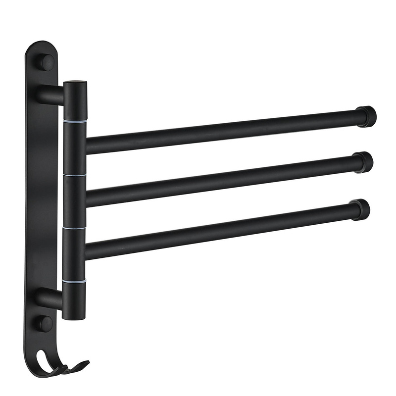 Wieszak łazienkowy czarny mat na ręczniki z regulacją