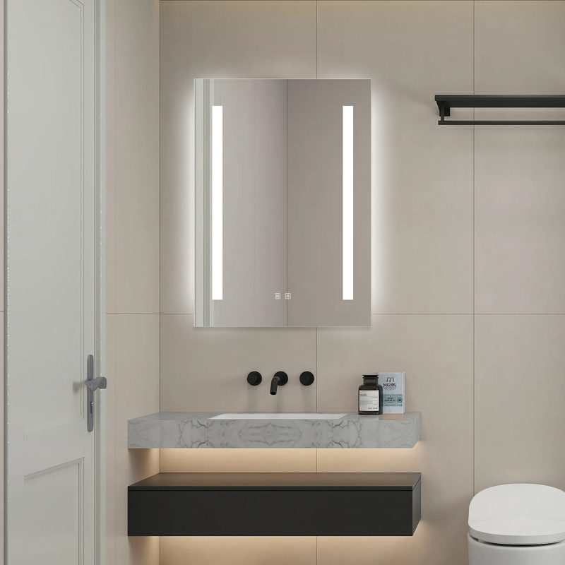 Lustro podświetlane LED 50x70 cm prostokątne H-1421