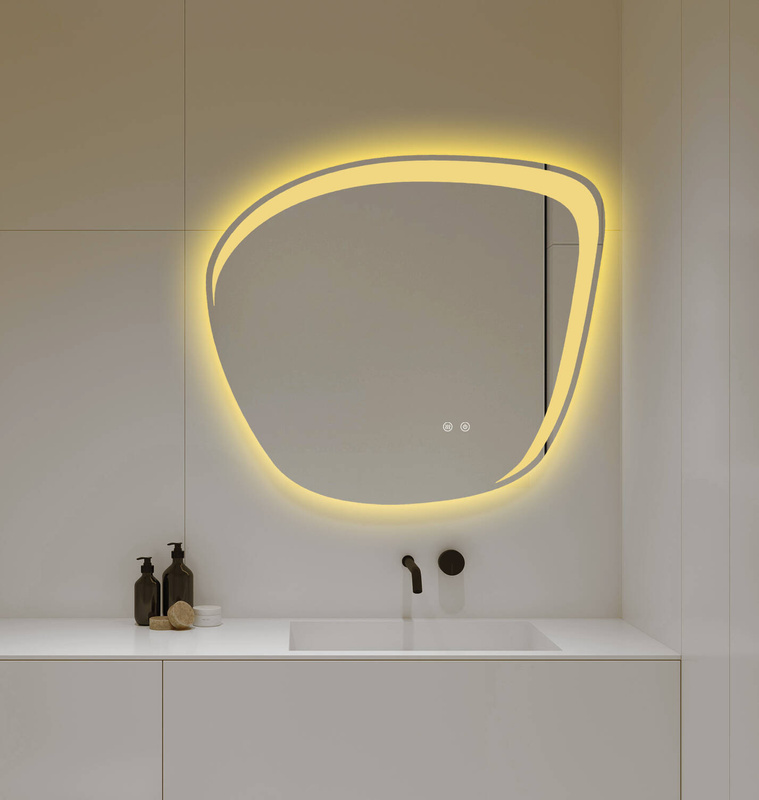Lustro podświetlane LED asymetryczne dekoracyjne 70x80 cm nieregularne J510