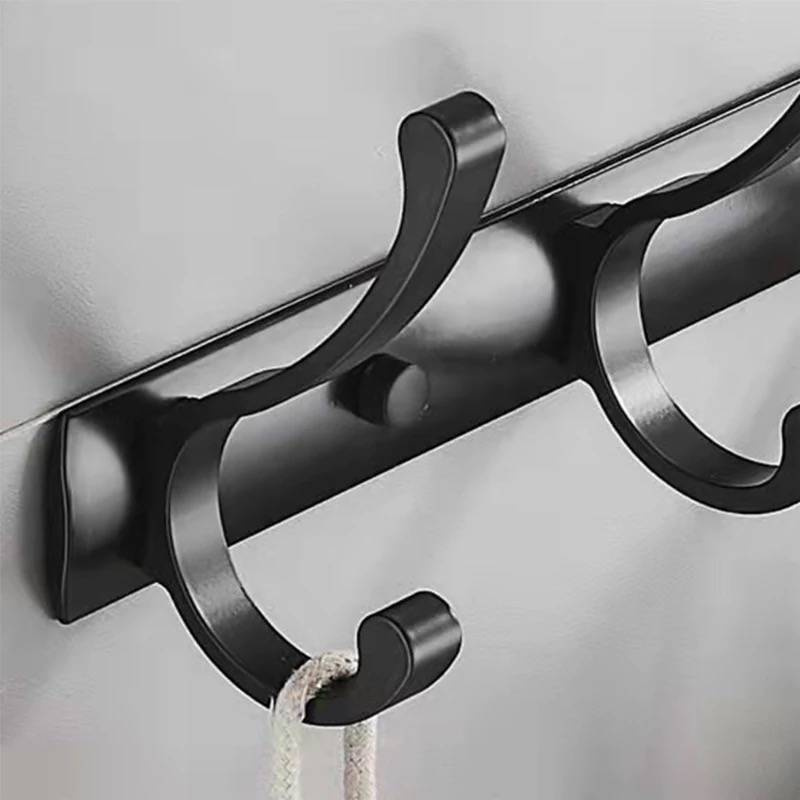 Wieszak łazienkowy FLOW czarny matowy 6-uchwytowy