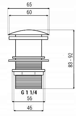 Syfon umywalkowy i korek Clack-Clack z przelewem czarny