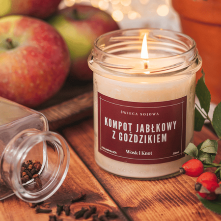 Świeca sojowa zapachowa KOMPOT JABŁKOWY Z GOŹDZIKIEM  300ml 