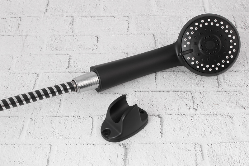 Zestaw prysznicowy czarny wąż słuchawka uchwyt