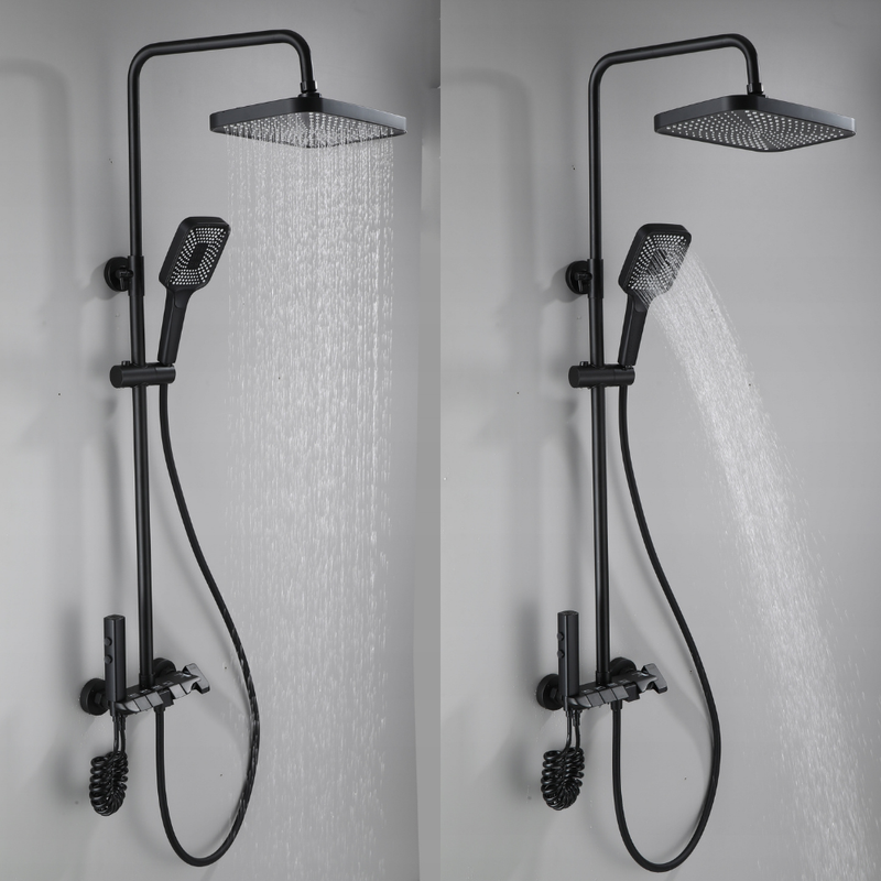 Zestaw natryskowy kolumna prysznicowa czarna + bateria, słuchawka, bidetka MODERN BLACK