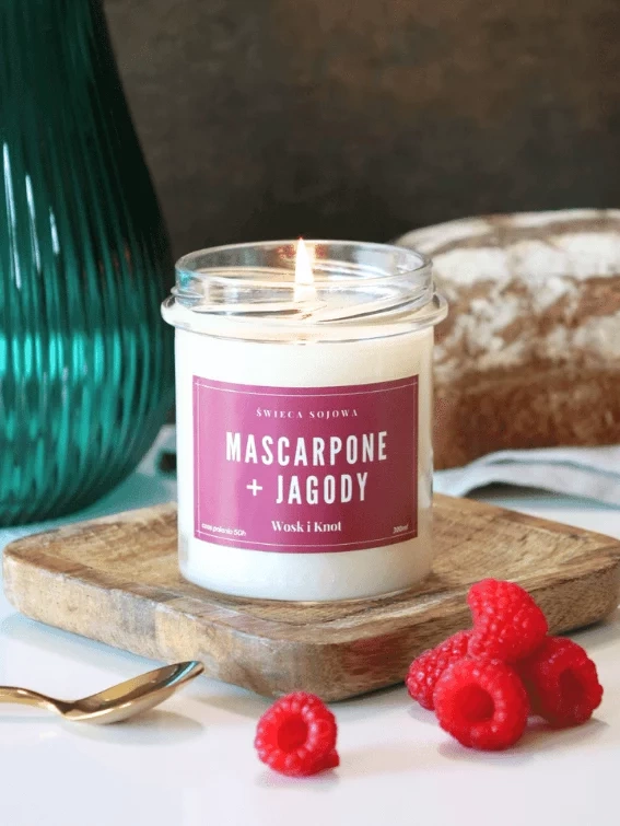 Świeca sojowa zapachowa MASCARPONE + JAGODY 300ml