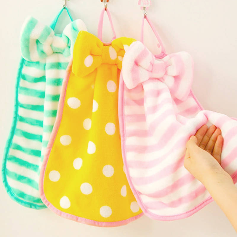 Ścierka Kokardka w paski miętowo biała