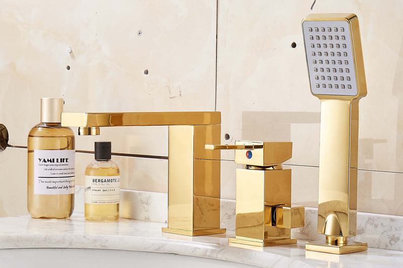 Bateria wannowa stojąca 3-otworowa złota BANG