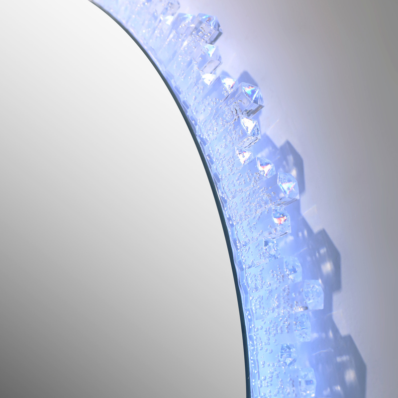 Lustro podświetlane LED 70 cm okrągłe H-2061 z ozdobną podświetlaną ramą RGB