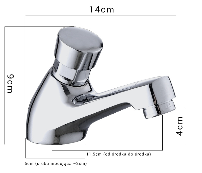 Bateria umywalkowa czasowa do wody mieszanej chrom
