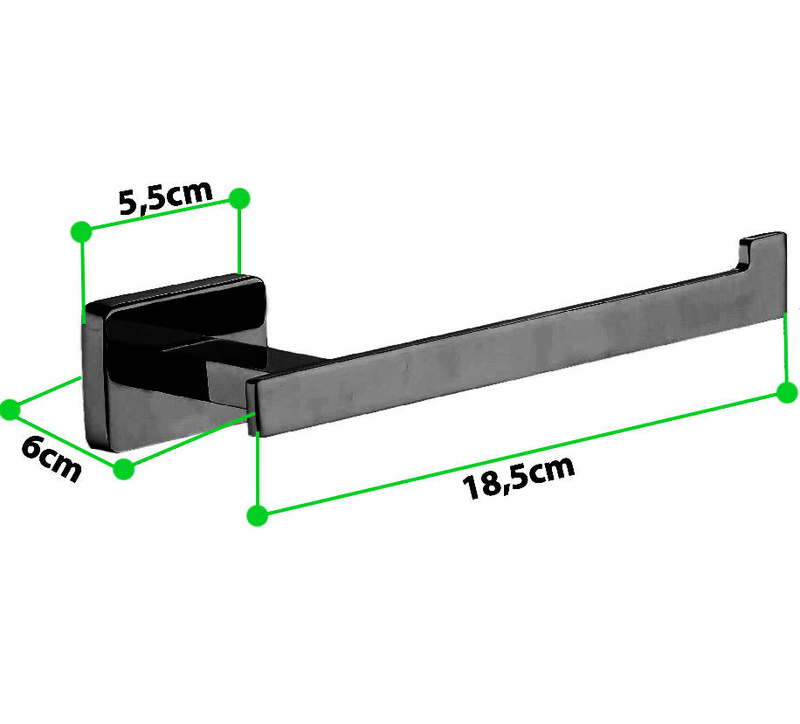 Uchwyt ścienny na papier toaletowy czarny prostokątny