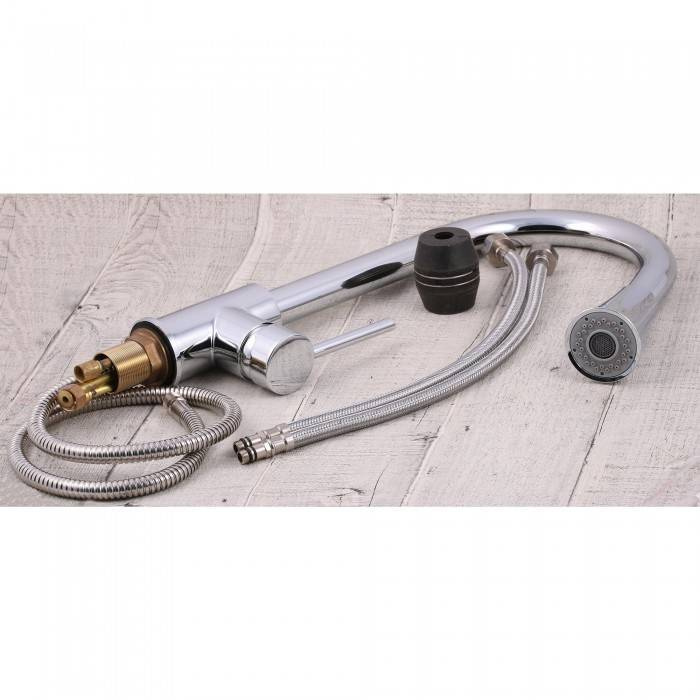 Bateria kuchenna z wyciąganą wylewką TUBO CHROM