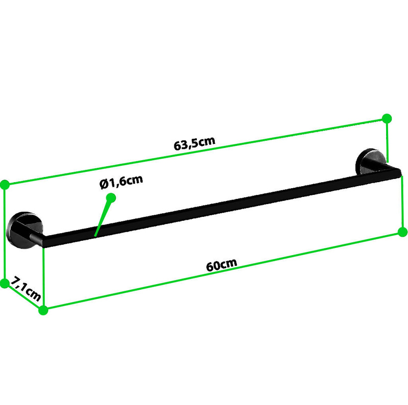 Wieszak łazienkowy długi czarny na ręczniki FORB