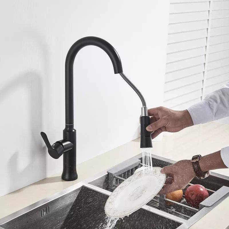 Bateria kuchenna z wyciąganą wylewką SIENA czarna